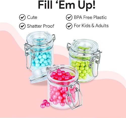 Miniatura 4 de Hammont Cajas de acrílico con forma de tarro de abrazadera, paquete de 6, 1.72 x 2.4 pulgadas, perfectas para bodas, cumpleaños, regalos de fiesta y