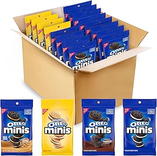 ​​OREO Minis Sandwich Cookies Variety Pack, Original Creme, Chocolate Creme, Peanut Butter Chocolate, and Golden OREO, 16-3 oz Bags​