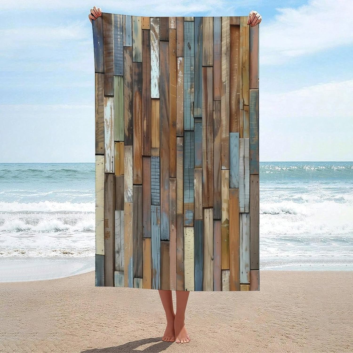 Vintage Planks Striped Wooden Board Bath Towel Beach Towels Quick Dry Oversized Bath Blanket Highly Absorbent Towel for Women Men 160x80cm