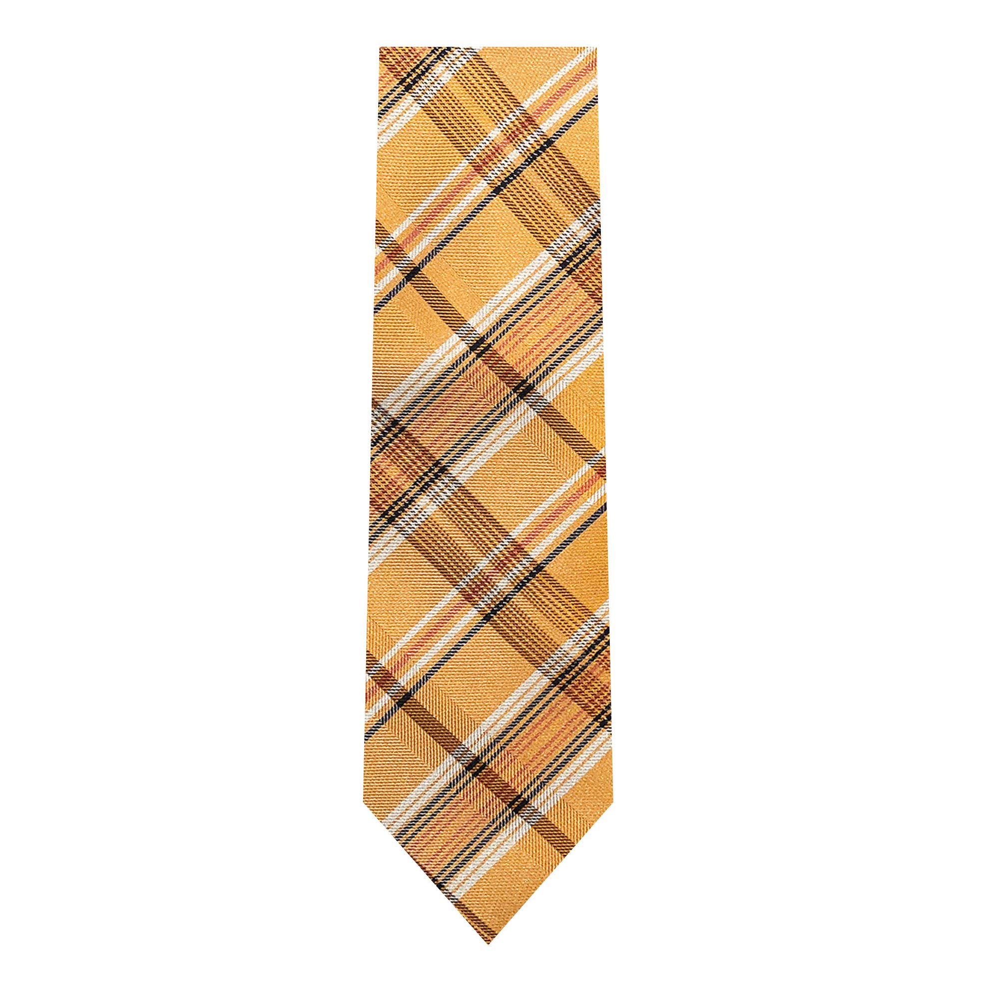 Jacob Alexander Boys' Prep Plaid Pattern Regular Neck Tie - Tangerine