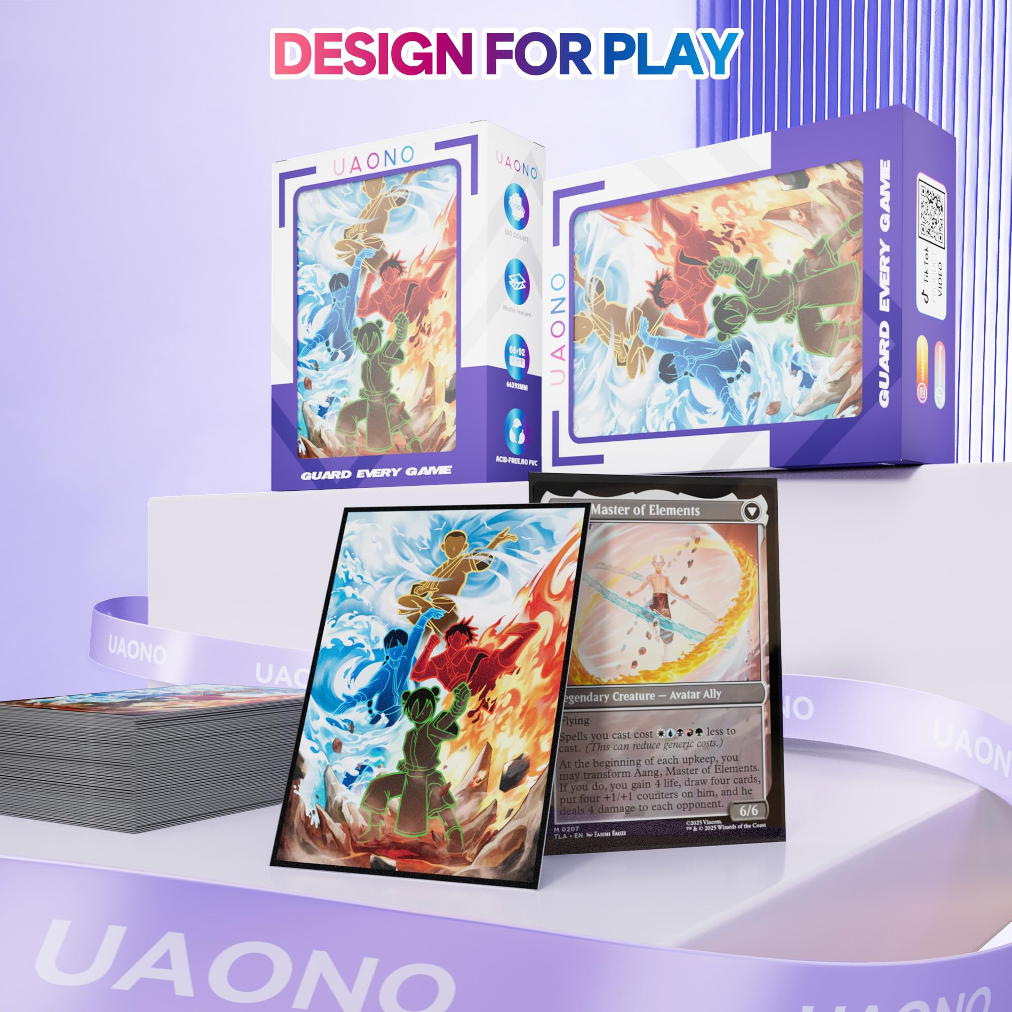UAONO MTG rękawy na karty - 100 sztuk standardowy rozmiar matowy rękaw artystyczny | Płynne tasowanie i bardzo wyraźna ochrona, Magic The Gathering (chiński styl)