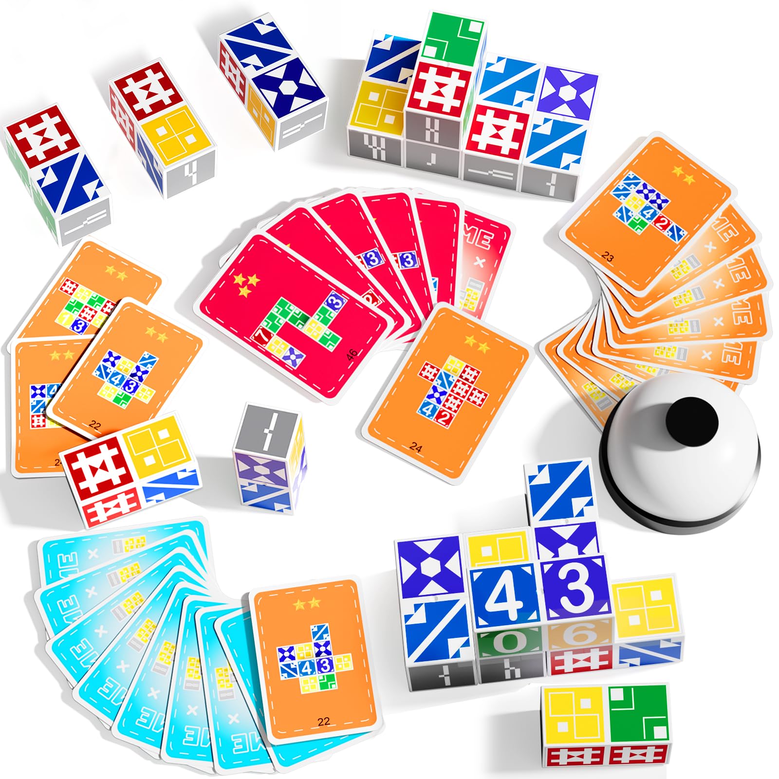 2.0 Block Puzzle Games, Family Board Game for Kids & Adults, 2+ Player Card Matching Puzzles for Children, Birthday Easter Christmas Party Gifts for Boys & Girls