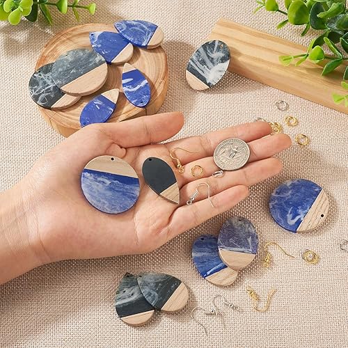 Vista 211 de Colgante de madera de resina, Resina, No es una piedra preciosa 0negro