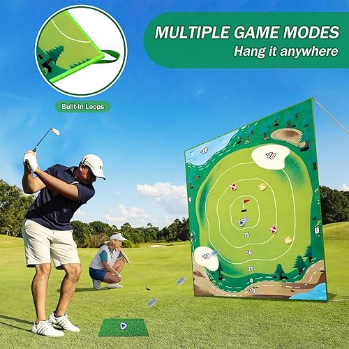 Miniatura 5 de Golf Chipping Game Mat with Scoreboard Sticky Golf Practice Mats Indoor Outdoor Games for Adults and Family Golf Training Aid Equipment Backyard