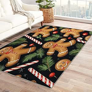 Amazon.com: Christmas Rug & Home Decor - 3x4 Rug, Gingerbread Man Rugs ...