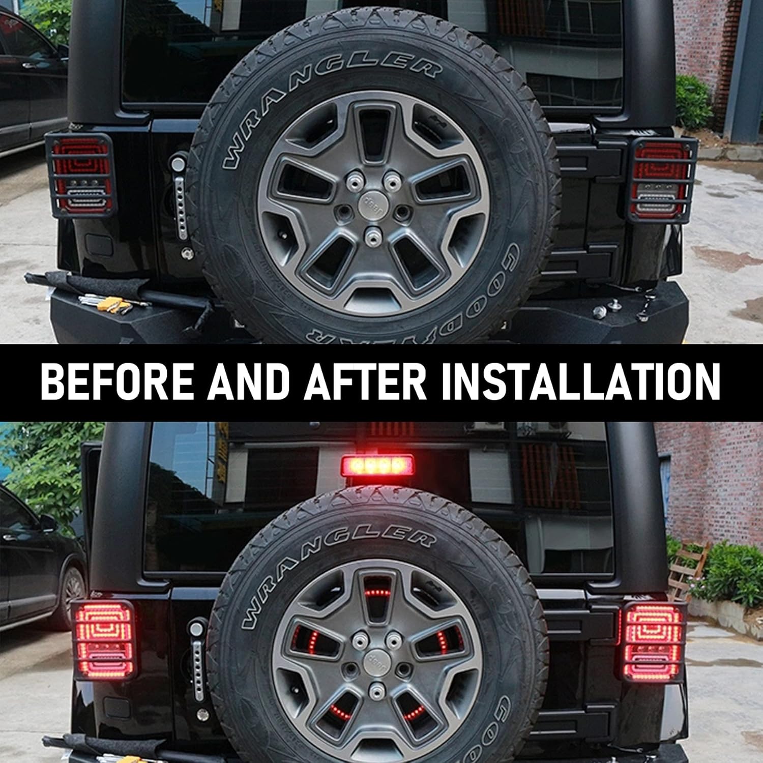 Tresound Spare Tire Brake Light Wheel Light 3rd Third Brake Light for Jeep Wrangler 1990-2021 JK JL YJ TJ, Double Red light