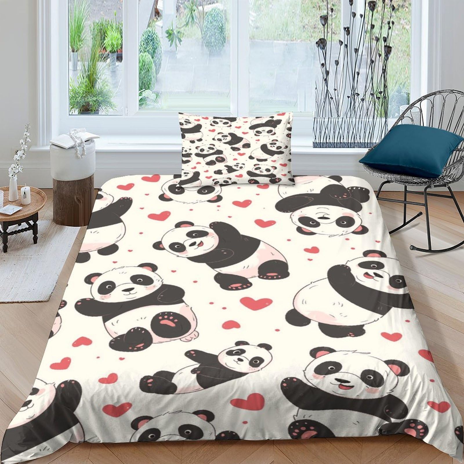 Housse de couette respirante 135x200 cm, parure de lit simple 3 pièces avec zip