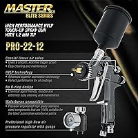Vista 2 de Master Elite Performance PRO-22 HVLP Pistola de pulverización de pintura a aire con punta de 0.039 pulgadas, taza de 150ml, manómetro de presión