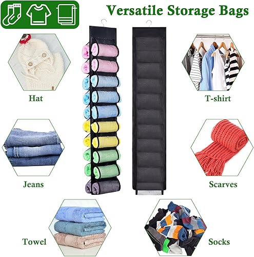 Miniatura 5 de Paquete de 2 organizadores de almacenamiento de leggings, organizador de leggings para armario, colgador de almacenamiento de leggings colgantes con