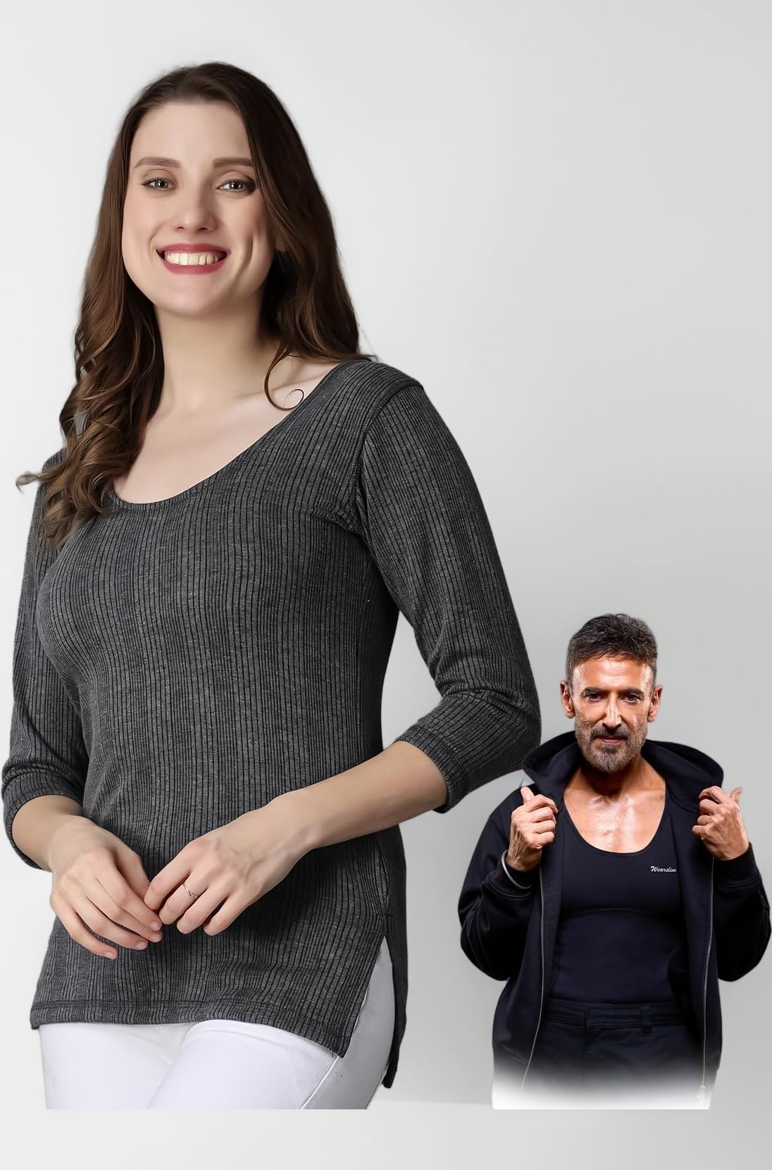 Women's Winter Warmer Thermal Vest 3/4 Sleeves Ultra Soft Scoop Neck Winter Inner Wear Top Johns Underwear