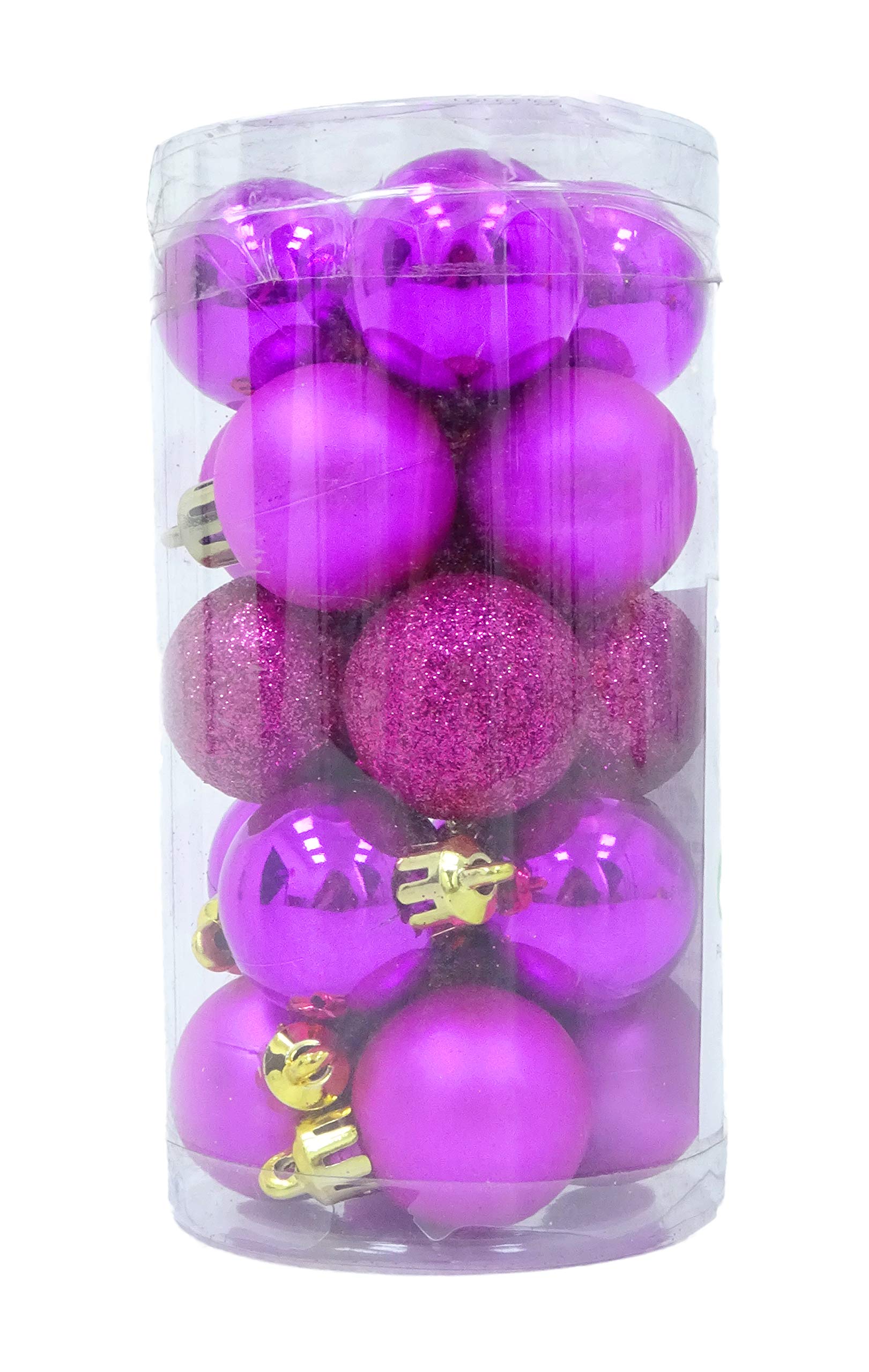 Christmas Concepts® Pack of 20-30mm (1.2") Mini Baubles - Shiny Matte & Glitter - Christmas Tree Baubles (Hot Pink)
