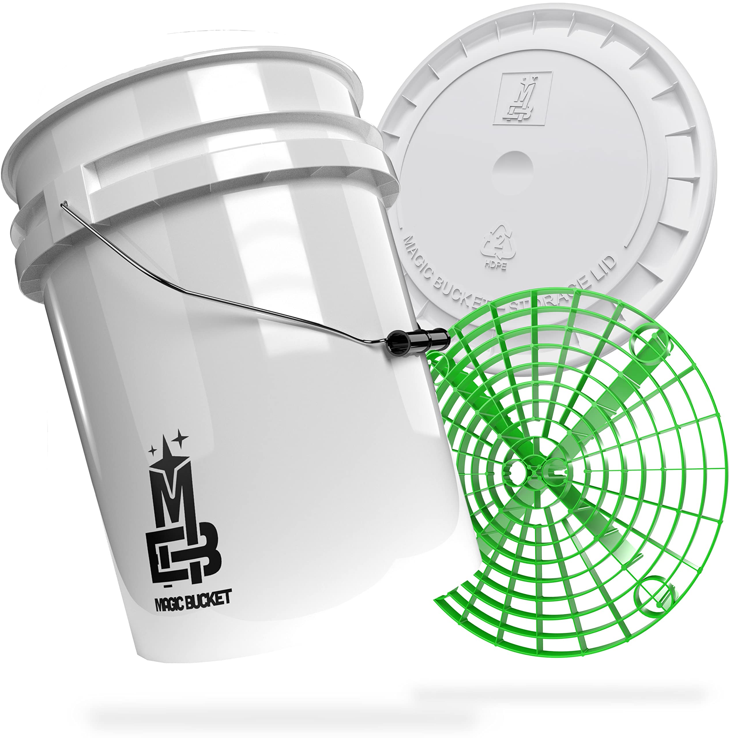 MAGIC BUCKET | Paquete de Lavado a Mano | Cubo de Lavado con Tapa - Cubo Protector de Arena - 5 US GALLONS Aprox. 20 litros | Set de Lavado (selección de Colores)