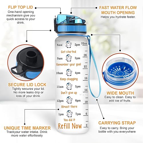 Vista 72 de Hyturtle Botella de agua motivacional personalizada con texto en inglés "I Know I Hunt Like A Girl" de 32 onzas, nombre personalizado con marcador