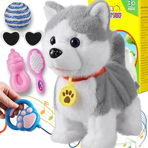 Caminar, ladrido, canto, cachorro husky, repite lo que dices, más realista, lamiendo, cola que mueve la lengua