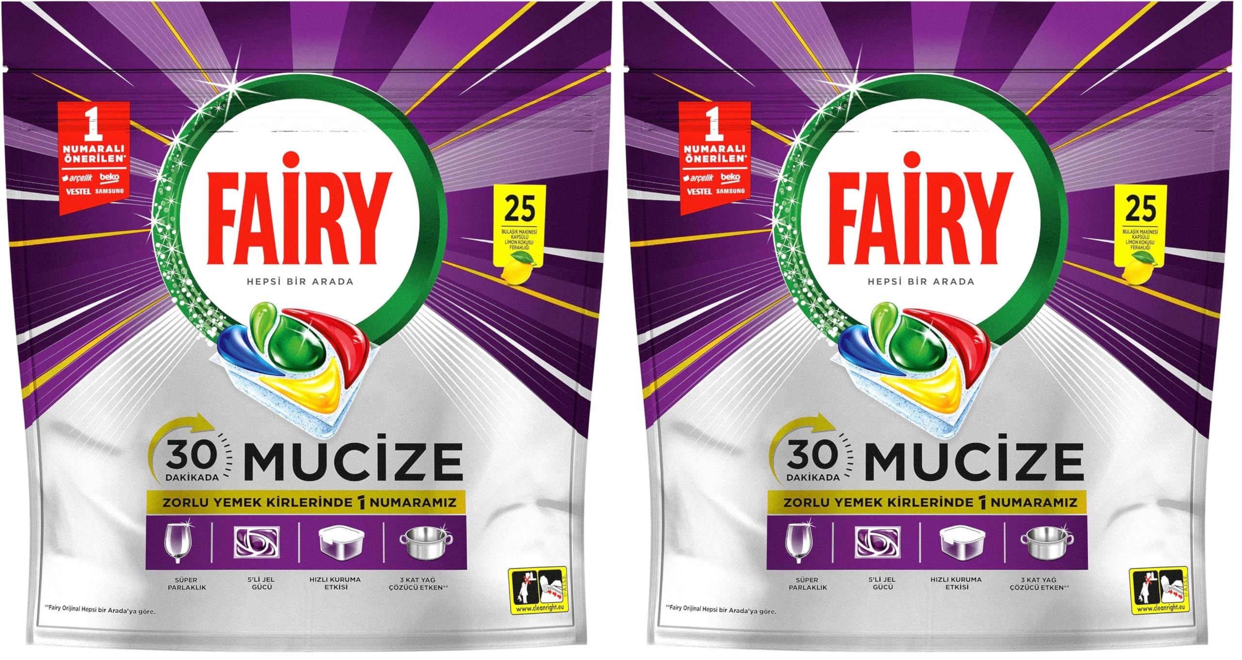 FAIRY Mucize Bulaşık Makinesi Deterjanı Kapsülü/Tableti 25 Yıkama (2 paketi)