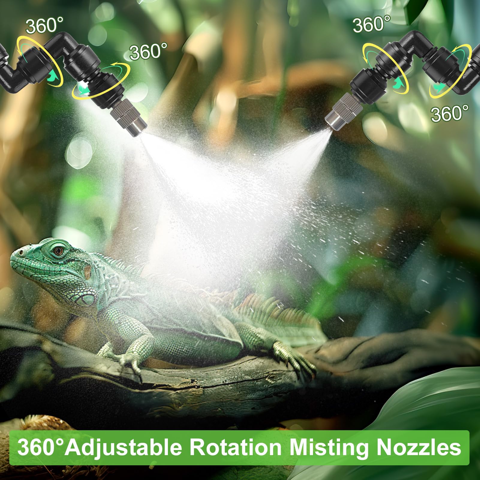 Nebulizzazione per Teca Rettili, Sistema di irrigazione del terrario, sistema di nebulizzazione intelligente per rettili, ugelli di spruzzo regolabili a 360°, telecomando per cellulare
