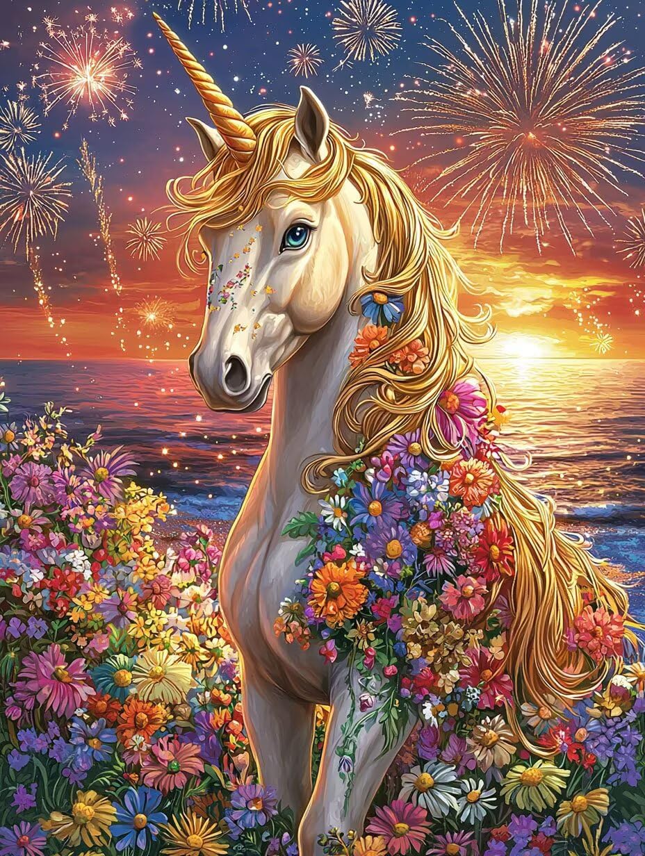 WEISHIWE Dipingere con i Numeri Adulti Unicorno, 80x100cm s-209 | Paint by Numbers Kit con Pennelli e Acrilico Pigmento, Fai da te Olio La Pittura di Numeri Kit, Decora la Casa, senza Cornice