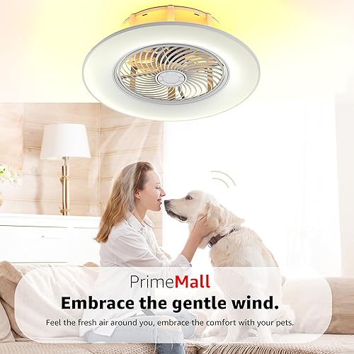 Miniatura 7 de Ventiladores de techo con luces y control remoto de 22 pulgadas con luz ambiental, sin aspas, ventilador de techo de perfil bajo, montaje empotrado,