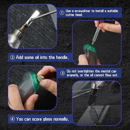 Miniatura 4 de SPEEDWOX Juego de alicates para correr de vidrio resistente, juego de 12 herramientas de corte de vidrio, cortador de vidrio con cabezal de cortador