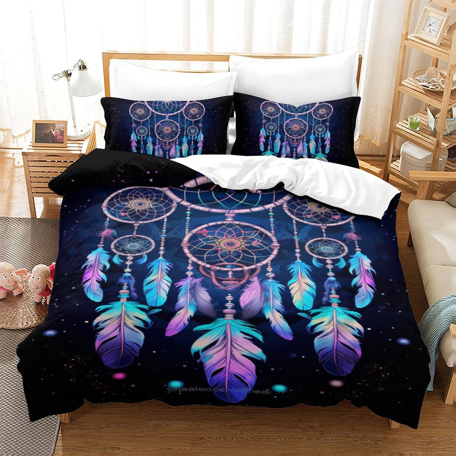 Housse de couette plumes parure de lit抗 wrinkle fermeture éclair pour lit simple