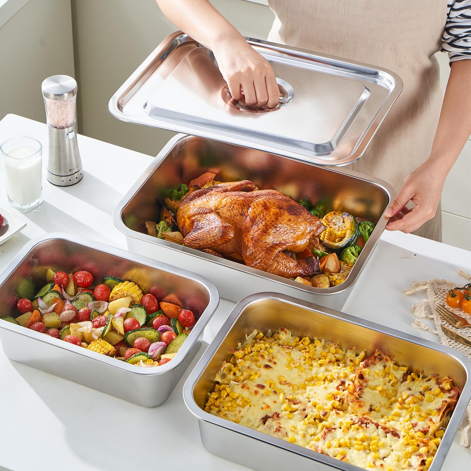 Deep Lasagna Pan with Lid - 2 Pack -8 Deep Lasagna Pan with Lid - 2 Pack -8