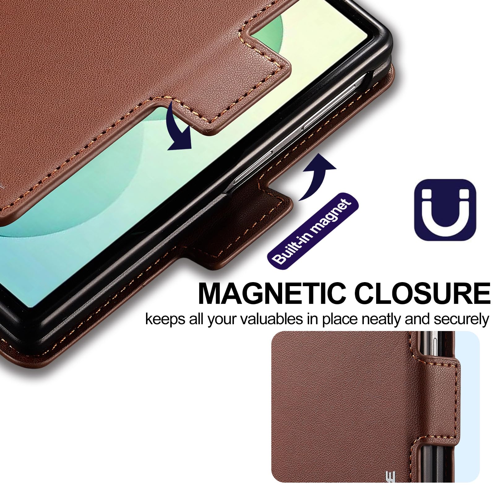 Etui z klapką do Samsung Galaxy Z Fold 8, portfel ze skóry