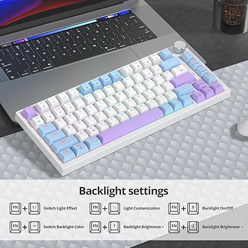 Miniatura 5 de Junta de teclado 75% montada con almohadillas absorbentes de sonido, teclado mecánico RGB compacto de 82 teclas con cable para juegos, enchufe de