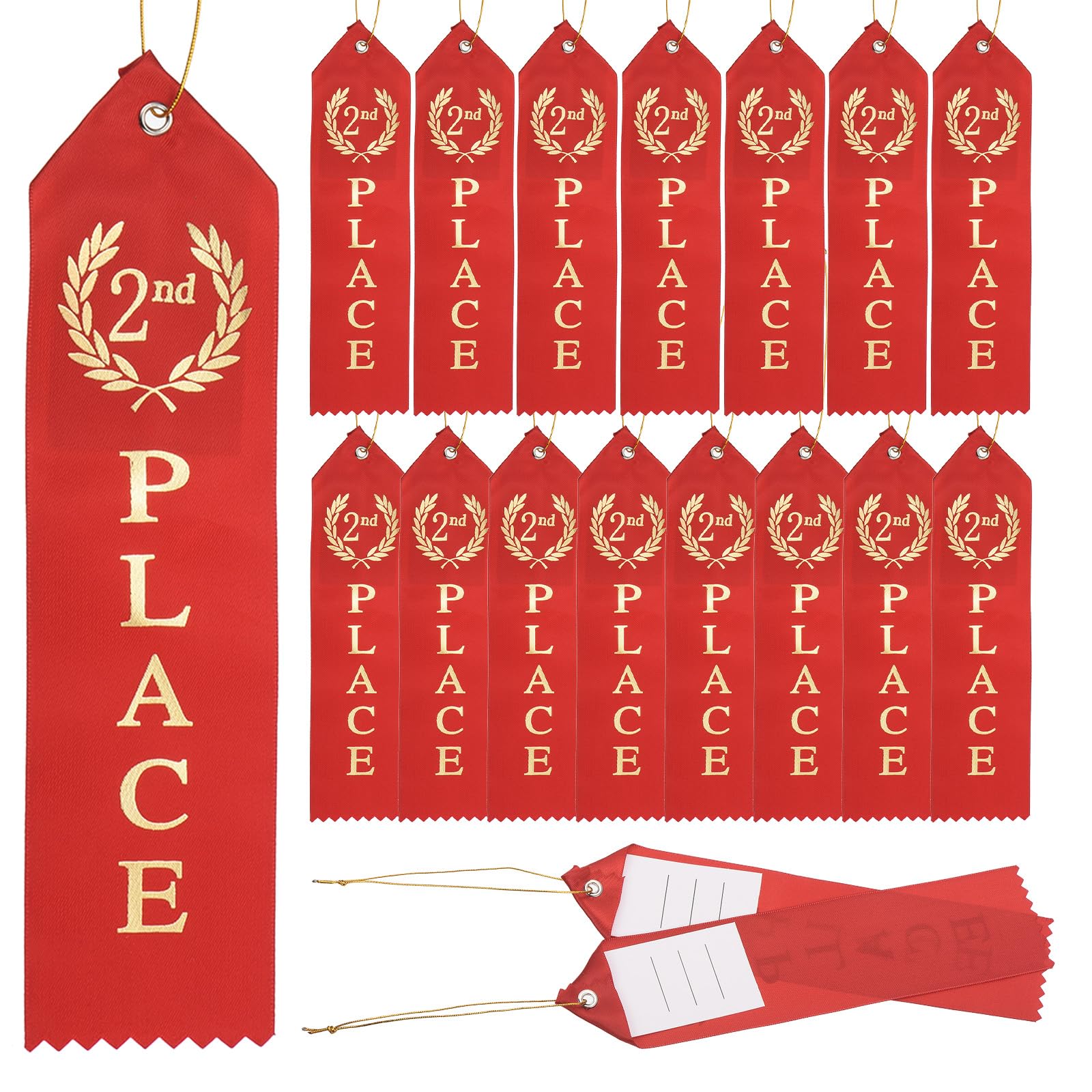PATIKIL Cintas de Premio, 100 Pzas. Cinta de Medalla de 2Nd Lugar con Tarjeta de Evento Y Cuerda para Eventos de portivos Competencias de safíos Adornos de Premio, Rojo