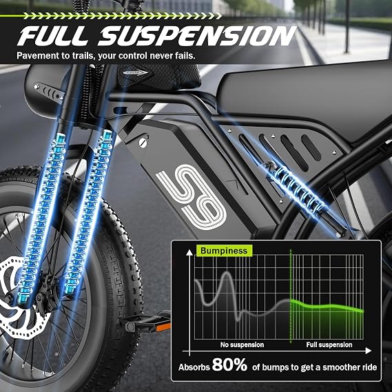 ASKGO S9 Electric Bike for Adults, 2500W Peak Electric Dirt Bike, 28MPH 65Miles E Bike with 48V 20AH Removable Battery, 16 Fat Tire All-Terrain Ebike with NFC Unlock & Cruise Control