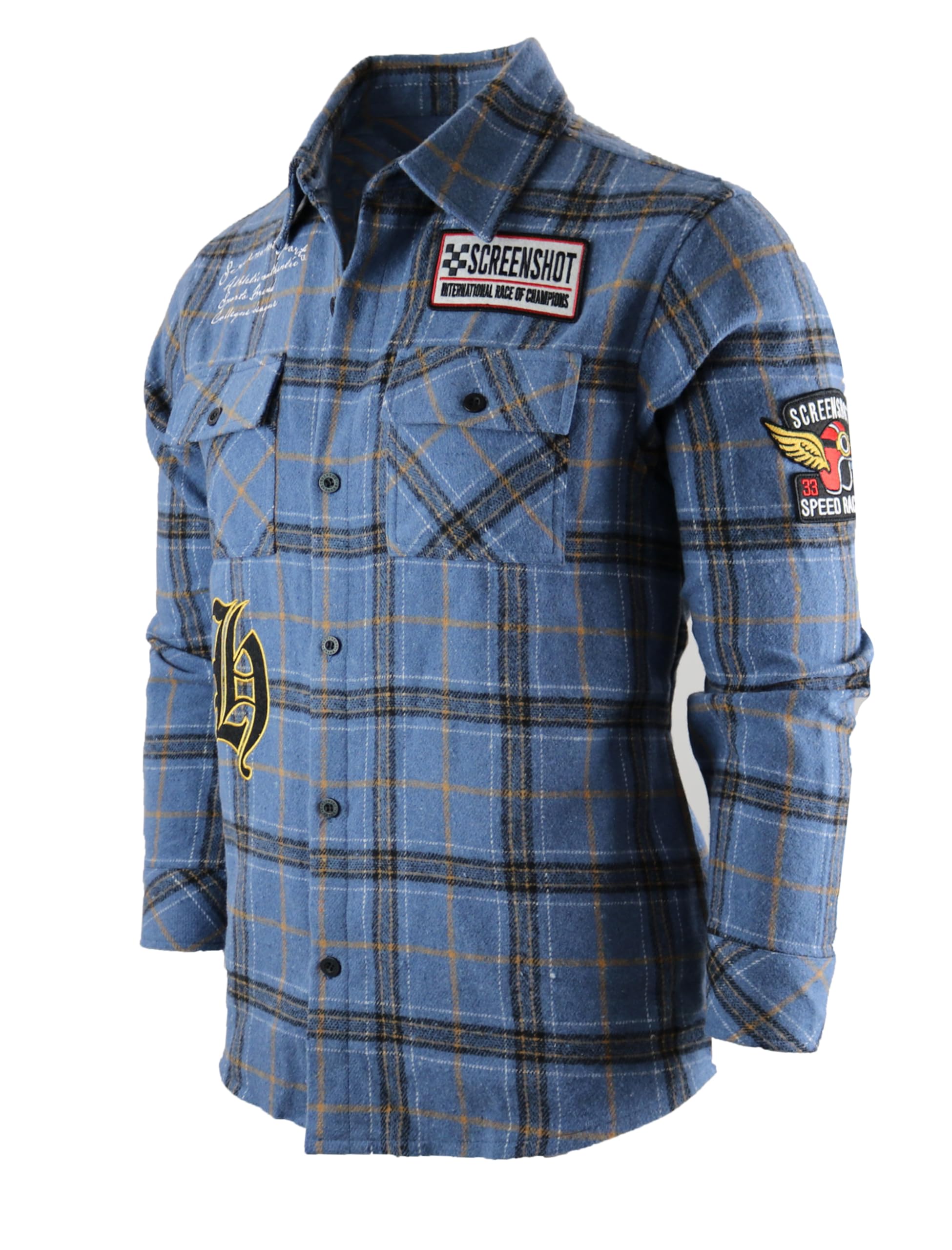 SHACKET 3202 Mens Casual Plaid Flannel Shacket Shirt Jacket Button Down Long Sleeve