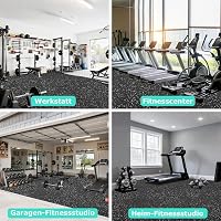 BEAUTYOVO Covoraș de protecție pentru fitness 31x31 cm, set de 12 piese de puzzle din cauciuc, extra gros 10 mm, pentru săli de sport cu trafic intens și pentru acasă 9