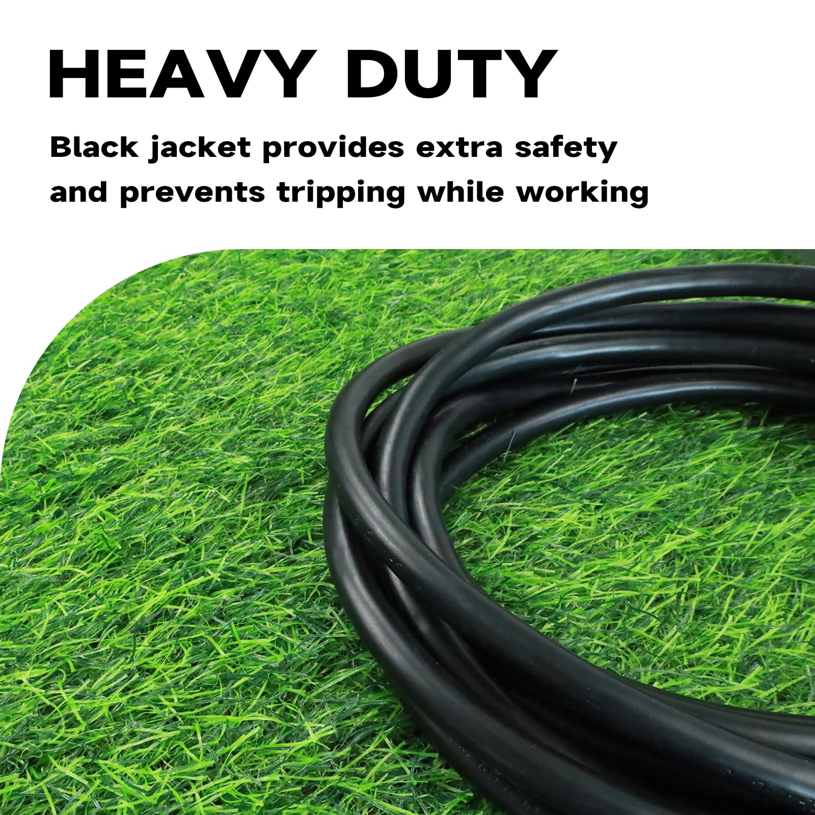 6 Ft Lighted Outdoor Extension Cord - 12/3 SJTW Heavy Duty Black Extension Cable with 3 Prong Grounded Plug - 15 Amp Power Cord for Lawn, Garden, Appliances