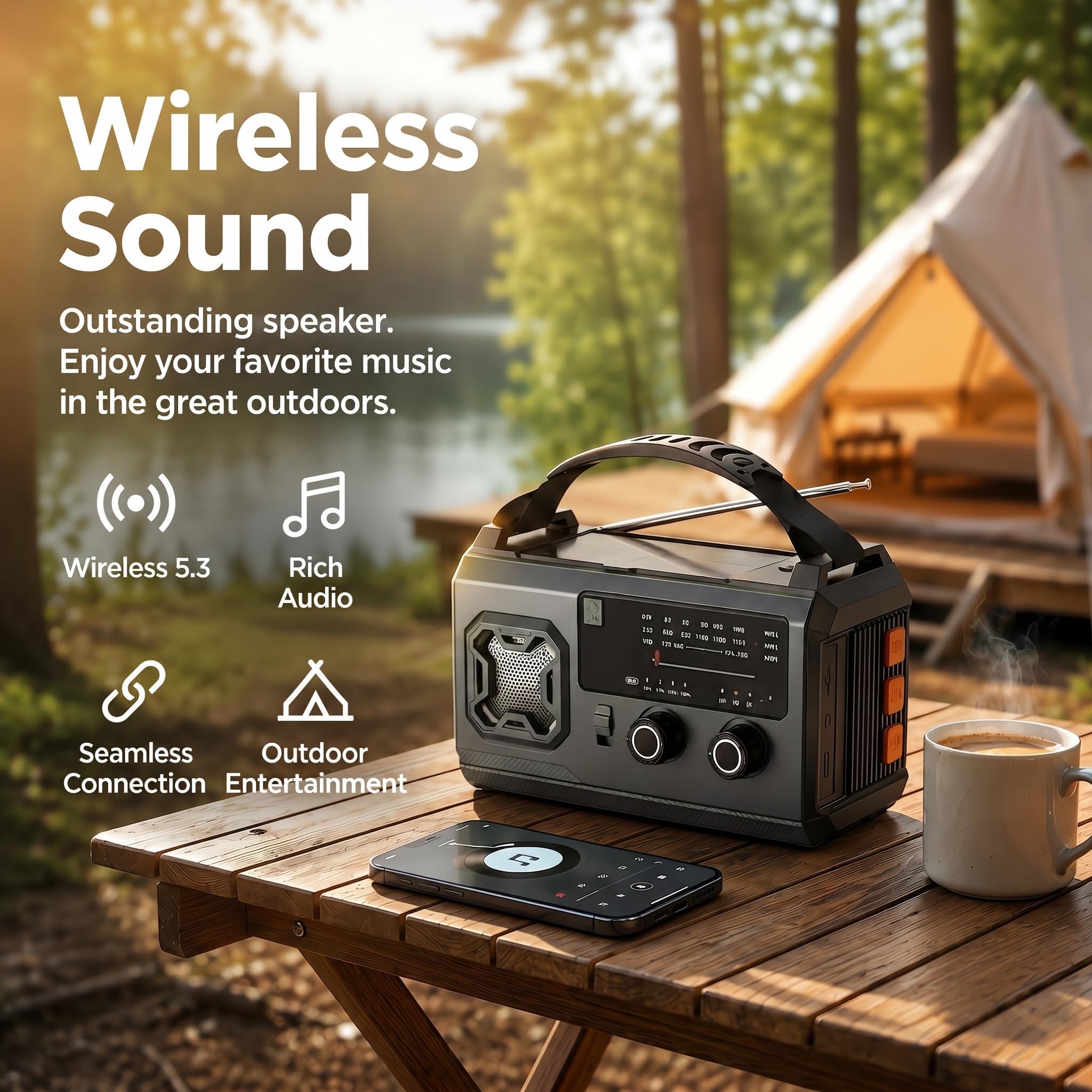 Radio Solar de Emergencia con Manivela, Powerbank 27000mAh (Gris)