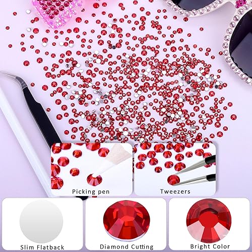 Miniatura 3 de 25000 piezas de diamantes de imitación rojos para kit de embellecimiento, diamantes de imitación de 3-5 mm de parte trasera plana en resina a