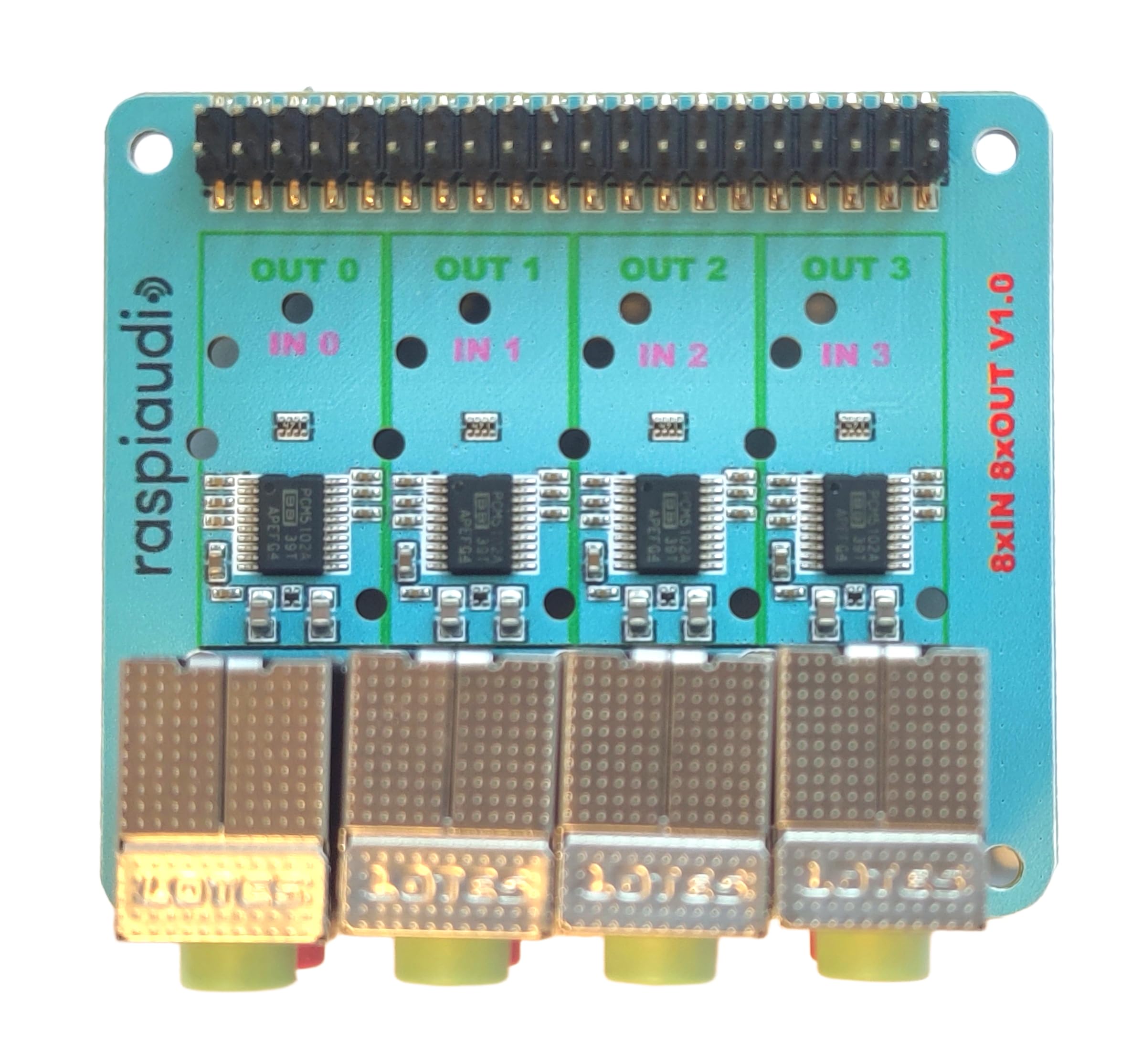 RASPIAUDIO 8xIN + 8xOUT Audio DAC Hat Sound Card for Raspberry PI5 only