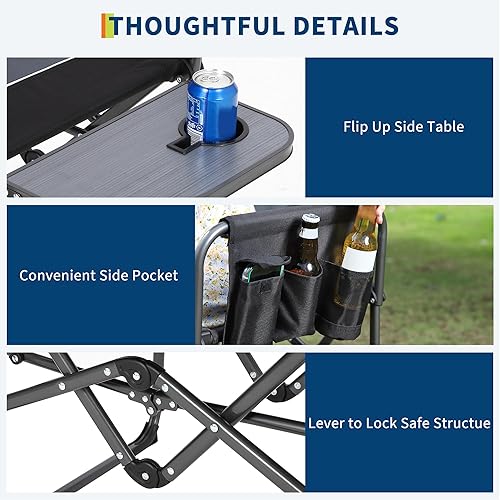 Miniatura 4 de GarveeLife Directors - Silla de campamento portátil para adultos, silla plegable de aluminio ligera con mesa auxiliar y bolsillo, para campamento al
