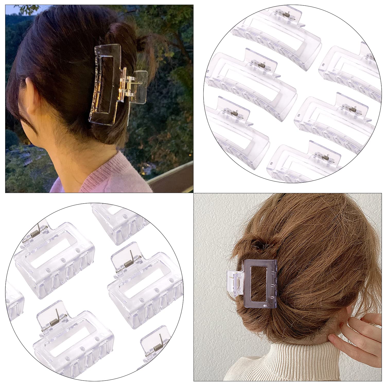 Amazon.com : 12 Pack Clear Square Claw Clips, Big and Small  display picture 2