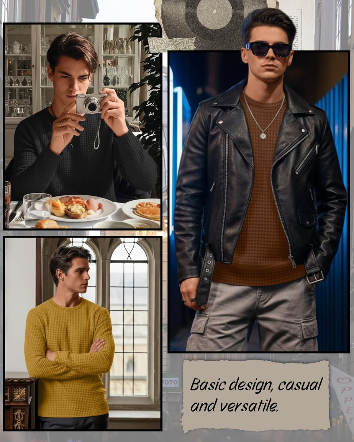 Riyiper 8 Pack Men's Waffle Thermal Shirts Long Sleeve Crew Neck Tops Casual Pullover Sweaters Basic Undershirts