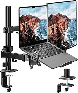 monTEK 2-in-1 Monitor Mount and Laptop Stand for Desk, Ergonomic Height Adjustable Monitor Arm Fit up to 32 inch Screen an... Price In India