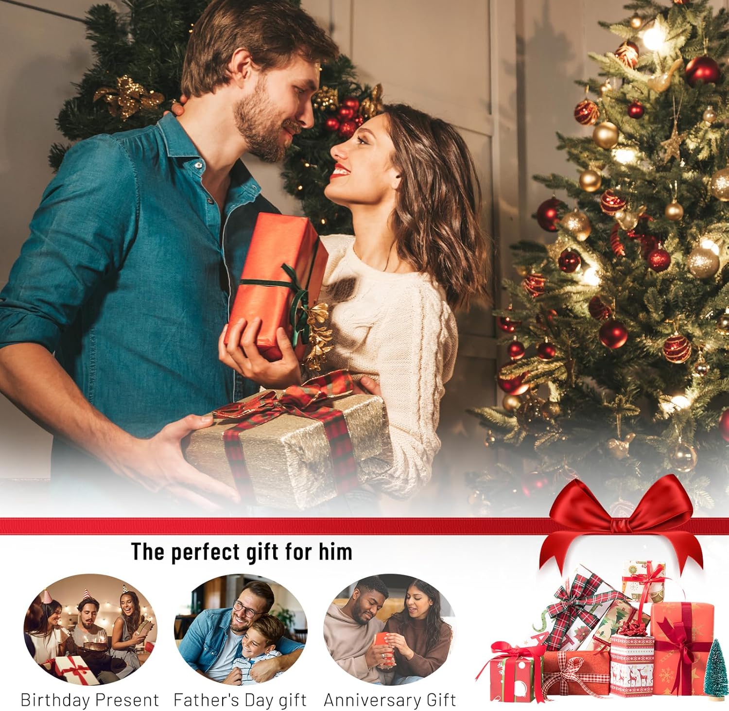 Bracelets for Men,Stainless Steel Cuban Link Chain for Men,fashion mens bracelet Jewelry With, For Dad, Friends, Brother Gifts(Gold, Silvery, Black,two tone bracelet) - Image 5