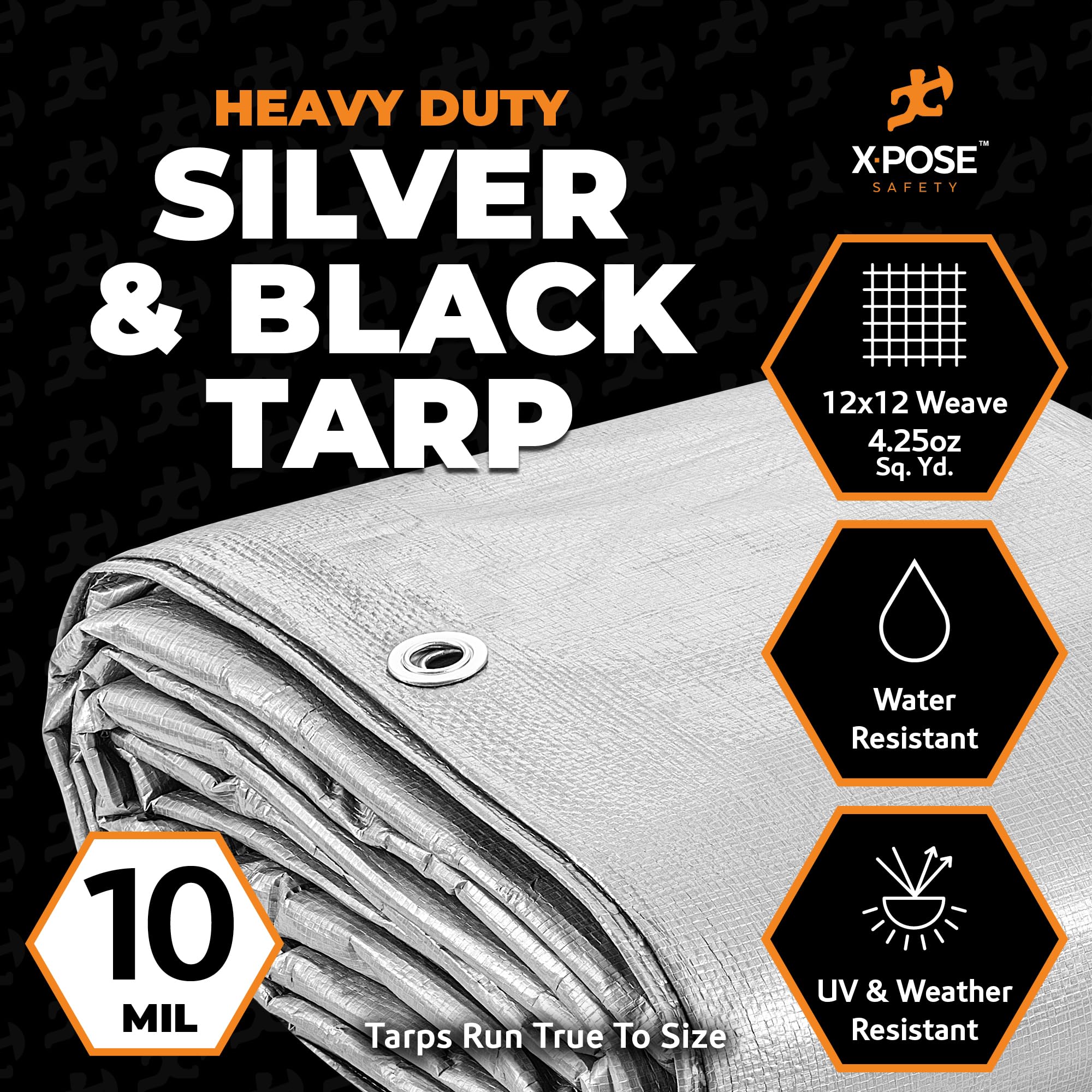 Heavy Duty Poly Tarp - 12' X 14' -10 Mil Thick Waterproof, UV