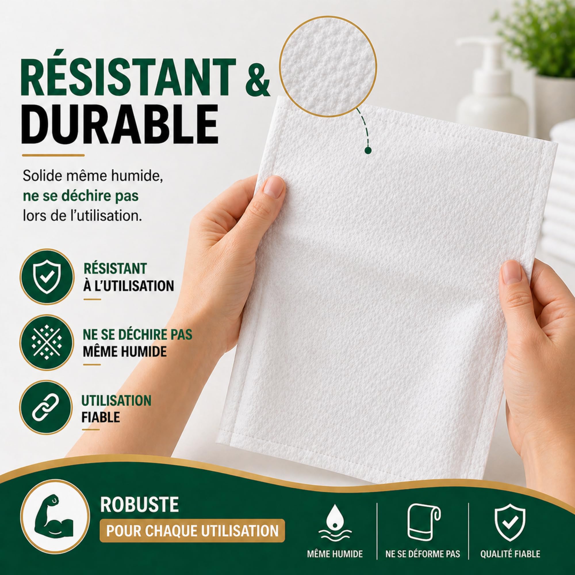 200 Gants de Toilette Jetables Ultra Doux - Non Tissés Molletonnés - Soins Médicaux et Hygiène - Blanc