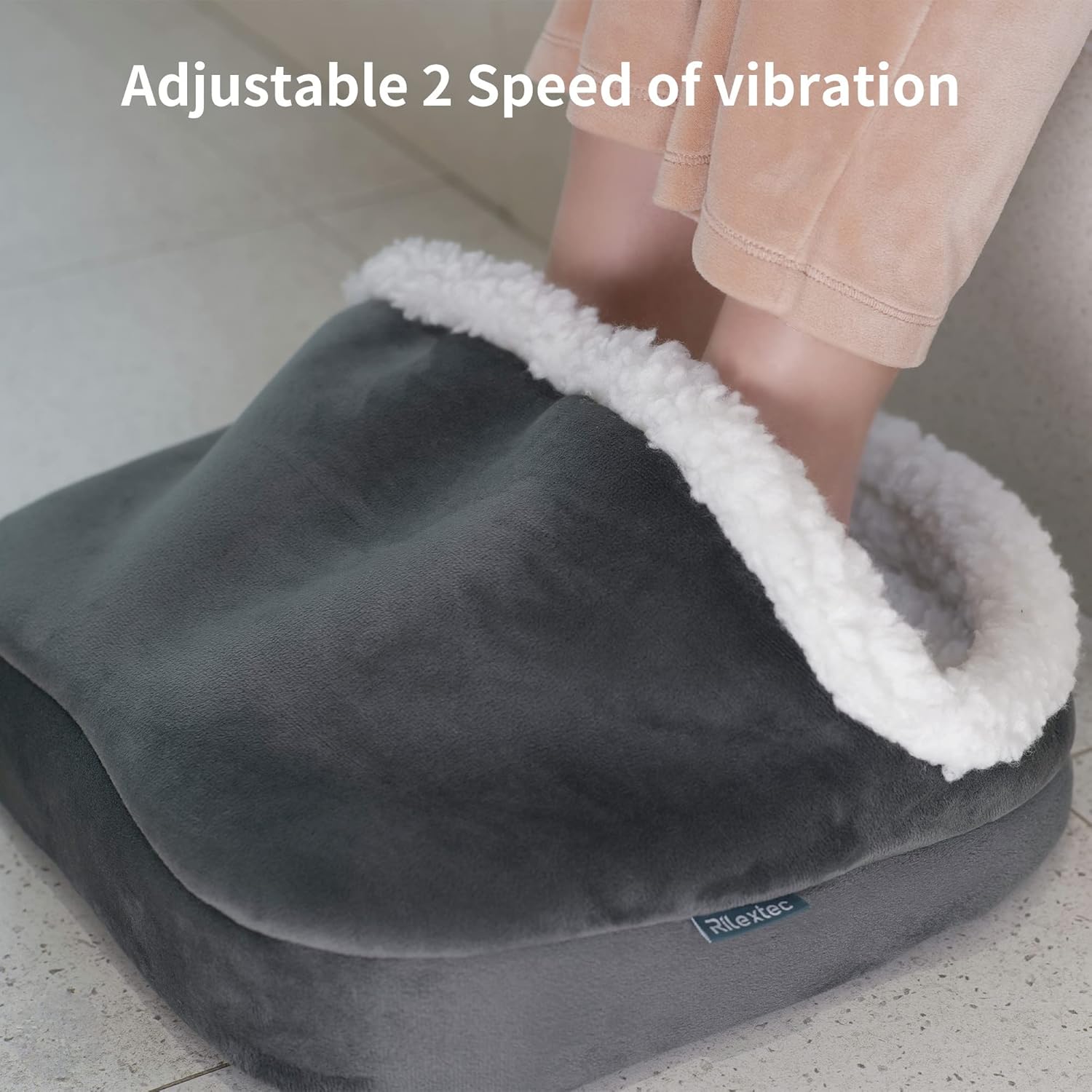 Rilextec Vibration Foot Warmer Massager, Electric Foot Massager with Heat, 2 Vibration Intensity Foot Heater Massager Under Desk for Plantar Fasciitis, Soft Lamb Fleece Feet Warmer for Men Women : Health & Household