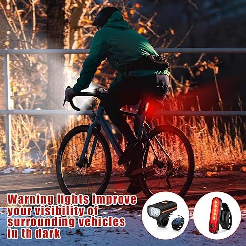 Miniatura 5 de Hanaive Juego de 4 luces LED brillantes para bicicleta, recargable por USB, faros delanteros y traseros, impermeables, accesorios de ciclismo para