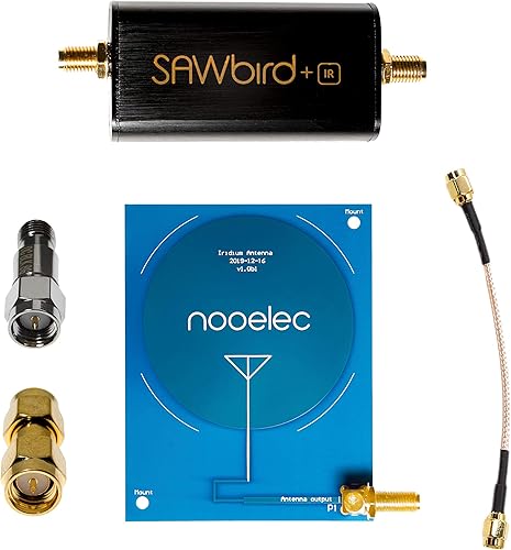 Nooelec paquete de recepción de iridio activo, incluye módulo LNA y filtro, antena de parche de alta ganancia (3,1 dBi) 1620 MHz, bloque SMA DC,