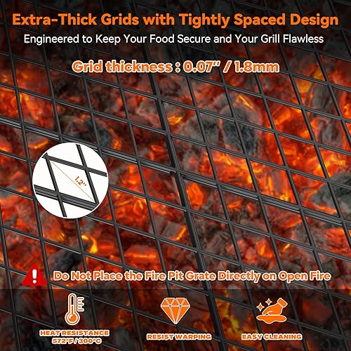 Miniatura 4 de onlyfire X-Marks Rejilla de Parrilla para Fogata para Cocinar en Campamentos, Rejilla Redonda de BBQ Equipo de Cocina para Fogatas, 36 pulgadas