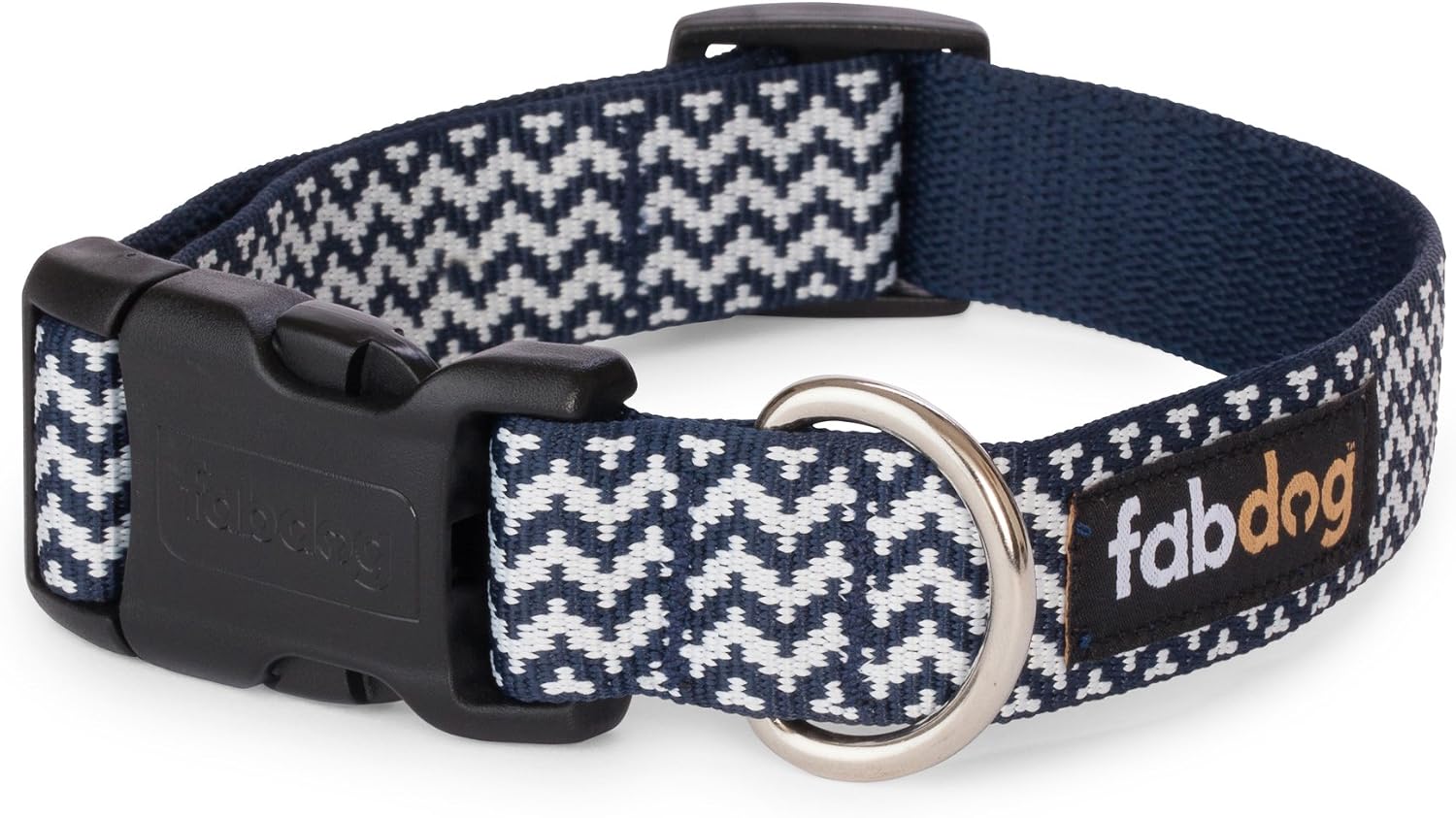 fabdog Chevron Stripe Dog Collar Navy (Large)
