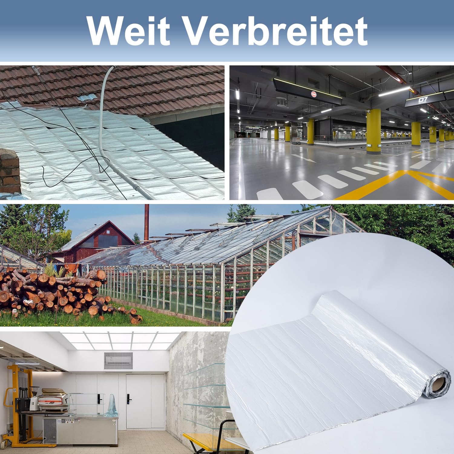 MYOYAY Alu Dachbahn 10m x 1m selbstklebend Bitumenbahn Alukaschiert für Flachdach Carport Garage