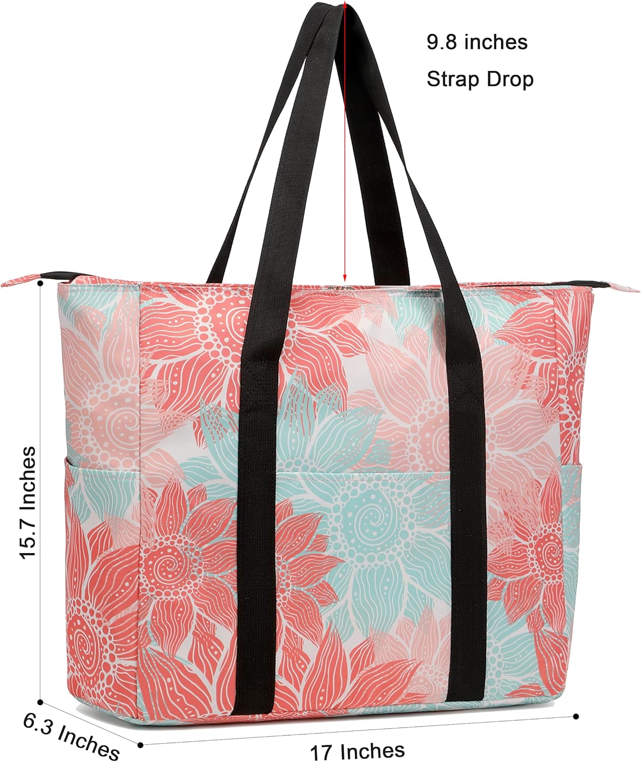 Octsky Large Beach Bags for Women - Waterproof Sandproof Beach Tote with Dual Zipper and Wet Pocket - 3 Outside Pockets - Image 8