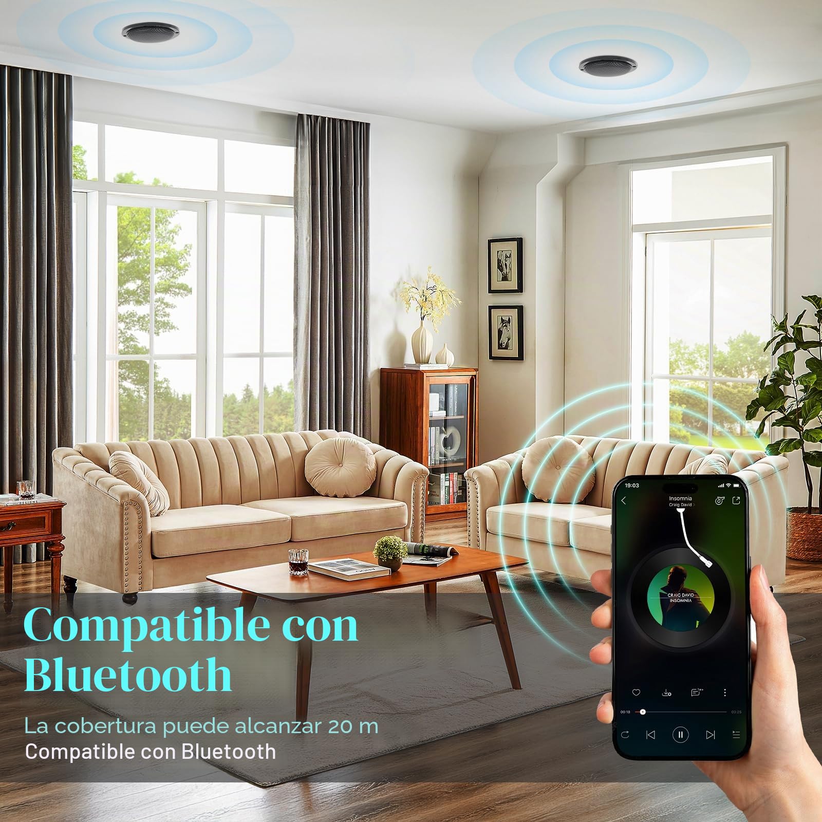STUDIOFINIX Altavoz de 4 Pulgadas Impermeable con Bluetooth para baño, Cocina, hogar, Exterior, campistas, carritos de Golf, Barcos con Montaje de Montaje en rampa (Negro)